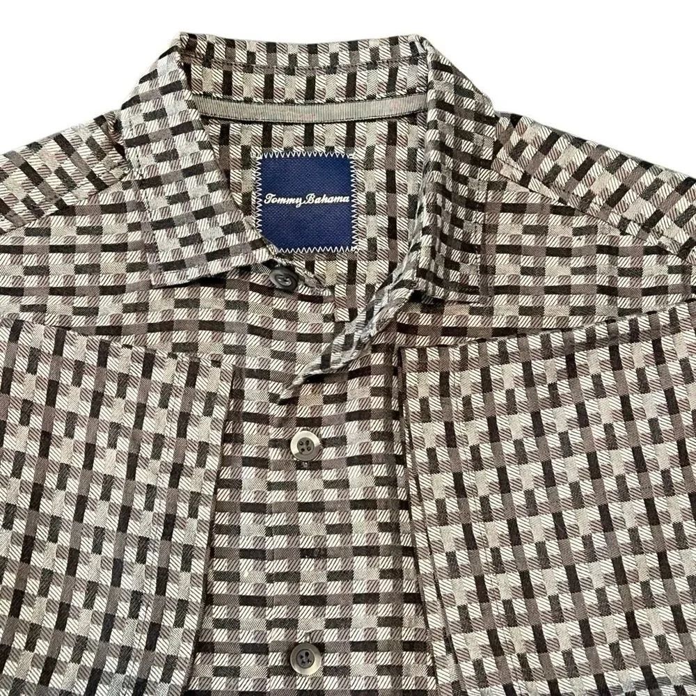 Tommy Bahama Woven Silk Cotton Short Sleeve Button Up Shirt Multicolor Small